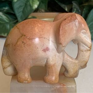 Soapstone Hand Carved Elephant Figurine Stone Carving Animal Statue Figure 3.3"
